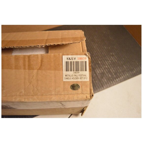 Home & Garden Party Metallic Fall Festival Tea Light Candle Holders Set of 2 NIB - Picture 6 of 6